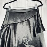 SheIn MOD Black Satin Tiered Maxi Skirt Sz L (8/10) NWT Side Zip Photo 1