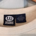 Rue 21 Jeans Juniors L Beige Neutral 100% Cotton Ribbed Short Sleeve Top T-Shirt Photo 1