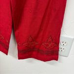Vintage Red Linen Two Peice Set Wide Leg Pants Short Sleeve Button Down Shirt L Size L Photo 11