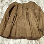 Brown Linen Pleated Full Knee Photo 3