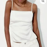 ZARA NWT!  White Satin Effect Top With Back Tie Bow Size M Photo 0