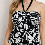 Dana Buchman  Black & White Floral Halter Tankini top only (no bottoms) – Size 16 Photo 0