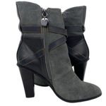 Ann Taylor Loft Gray Suede Leather Buckle Ankle Boots Photo 1