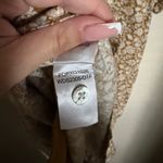 Faherty  Gemina Floral Linen Blend Mini Dress Sz‎ Large Tan Pleated Short Sleeve Photo 5