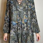 Free People  Rain or Shine Mini Dress Tunic Bohemian Floral Paisley Print Sz S Photo 0