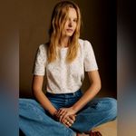 Sézane Sezane Annabelle Blouse Embroidered Eylet Ivory Cream 44 Short Sleeve Romantic Photo 10