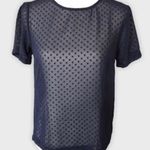 A New Day Polka Dot Sheer Mesh Navy Blue Blouse Photo 1