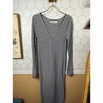 Free People  Beach Black and White Bodycon Midi Henley Dress - Size - Medium Photo 5