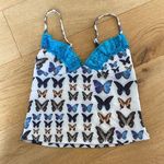 Omighty Butterfly Graphic Cami with Blue Lace White Photo 0