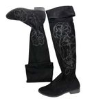EXPRESS  Black Floral Embroidered Over-the-Knee Boots Size 7 Photo 0