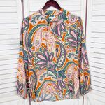 Tyler‎ Boe Maggie Paisley Print Silk Blouse Orange Multi Small Photo 8