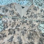 EXPRESS light Pink V-Neck smocked floral ruffled high-low Sundress size XL Photo 9