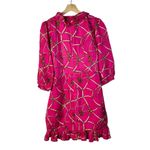 Britt Ryan Hot Pink Chain Print Half Sleeve Wrap Mini Dress 4 Photo 1