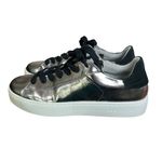 ALLSAINTS Shana Metallic Silver Low Top Shoes Trainers Sneaker Sz 8 (38) Lace Up Photo 2