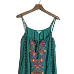 Sundance Dress Womens Small Green Embroidered Boho Maxi Tassel Tie Modal Beach Photo 1