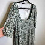 American Eagle  Floral Print Green Square Neck Tie Back Mini Dress XL Photo 1