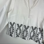 Tweeds Linen White Eyelet Blouse Top Sz Medium Boho Coastal Grandma Photo 8