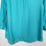 Charter Club  Womens 100% Linen Aqua Blue Button Down Vacation Shirt Sz Medium Photo 7