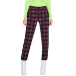 ZARA  Plaid Straight Leg Slim Pant Black and Red Size 4 Photo 11