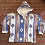 VTG TRIBAL PRINT PULLOVER CASUAL BEACH BOHO HOODIE White Size M Photo 0