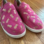 Sanuk  Pink Gold Pineapple Print Canvas Flats 11 Slip On Casual Shoes Vacation Photo 1