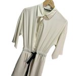 ZARA Cream Chiffon Romper S Collared Button Frontt Business Casual Photo 1