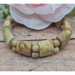 None Boho Natural Stone Brown Marbled Stretch Bracelet Minimalist Photo 4