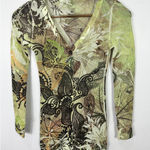 Vintage Y2K Mesh Cardigan Small Green Brown Boho Whimsigoth Fairy Grunge Indie Photo 0