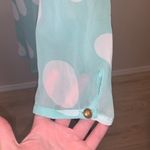 Cals  light blue with white polka dots sheer high low 1/2 button down blouse Photo 3