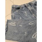 No Boundaries  Womens Heart Print High-Rise Straight Junior 11 Raw Hem Jeans Photo 4
