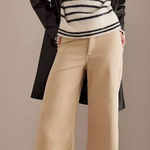 Maeve COLETTA HIGH-RISE CROP WIDE-LEG JEANS Anthropologie Raw Hem Pants Tan Photo 0