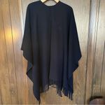 Mer Sea The Classic Travel Wrap Knit Poncho Fringe Trim One Size Blue Size undefined Photo 1
