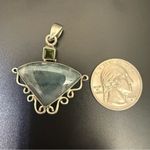 Vintage Handcrafted 925 Sterling Silver Moss Agate Stone & Peridot Pendant 10g. Green Photo 3