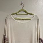 Lavender Field  White Waffle Knit Balloon Sleeve Top Sz L Photo 1