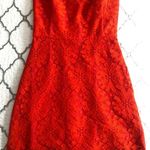 Topshop Red Crochet Floral Dress Photo 0