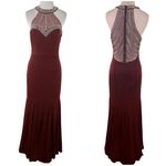 TLC Say Yes To The Prom Maroon Halter Bling Rhinestone Dress Size 5 Purple Photo 1