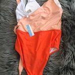 Cupshe nwt  orange pink color block tie one piece bathing suit swimsuit large Photo 0