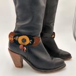 Frye Black Tall Leather Western Boots with Feather Detail Size 6 B Photo 3