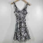 American Living Navy White Floral Fit & Flare Dress Belted Sleeveless Size 10 Photo 2