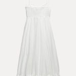 ZARA  dress maxi poplin ruffle flowy white corset bohemian summer vacation Photo 16