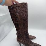 Nine West NWPickwick Womens 6M Brown Snake Print Knee High Stiletto Boots Career Photo 3