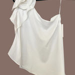 Milk and Honey One Shoulder Top White Rose Accent Party Cocktail Asymmetric Large Photo 0