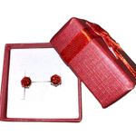 Ruby cz July birthday post earrings with 14k gold plated post. New Photo 1