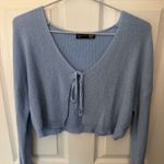 Cropped Tie Front Sweater Blue Size M Photo 1