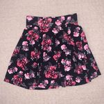 H&M Pink and Black Floral Mini Skirt Photo 0