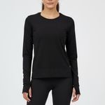 Lululemon Athletica Long Sleeve Athletic Top Black Perforated Mesh Size 4 Photo 2
