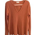 Anthropologie  T.La Nadia Cut Out Boho Waffle Knit Tee | Terracotta Orange | S Photo 0