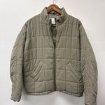 Elodie  The Label Womens Dolman Quilted Bomber Jacket Khaki Green L Photo 0