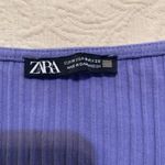 ZARA  Lavender Ribbed Square Neck Long Sleeve Snap Button Casual Bodysuit Photo 1