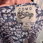 Como vintage Come Vintage  Blue Flower Floral 3/4 Sleeve Henley Scoop Neck Top Size XL NWT Photo 8